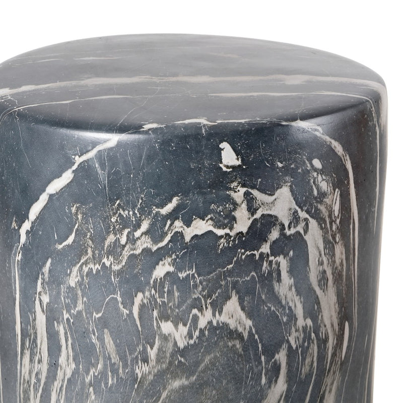 Troy 16.75" Modern Minimalist Faux Marble Column Indoor/Outdoor Accent Table