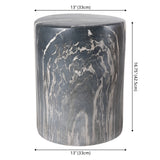 Troy 16.75" Modern Minimalist Faux Marble Column Indoor/Outdoor Accent Table