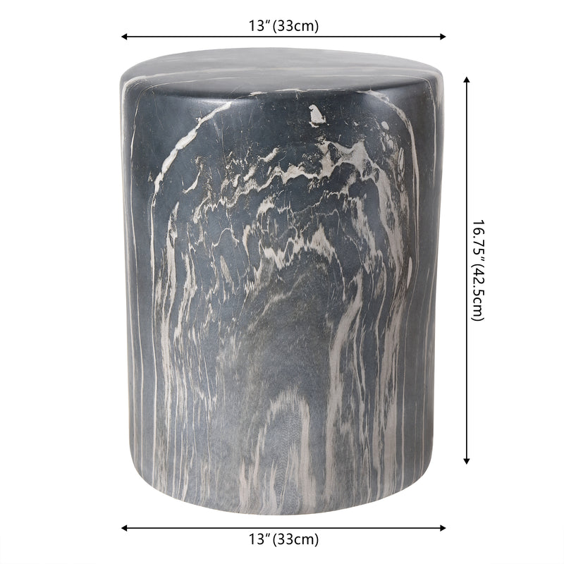 Troy 16.75" Modern Minimalist Faux Marble Column Indoor/Outdoor Accent Table