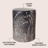 Troy 16.75" Modern Minimalist Faux Marble Column Indoor/Outdoor Accent Table