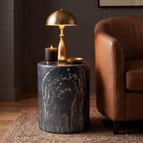 Troy 16.75" Modern Minimalist Faux Marble Column Indoor/Outdoor Accent Table