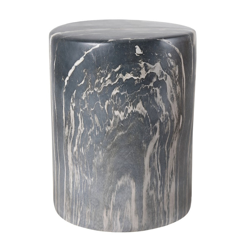 Troy 16.75" Modern Minimalist Faux Marble Column Indoor/Outdoor Accent Table