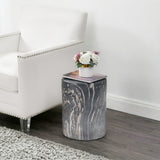 Troy 16.75" Modern Minimalist Faux Marble Column Indoor/Outdoor Accent Table