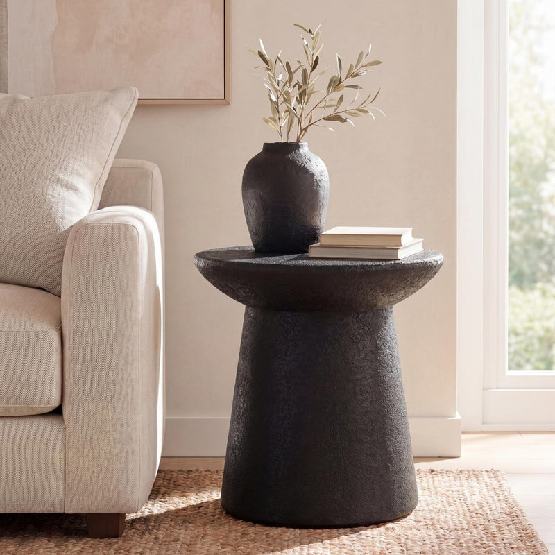 Hollie 18" Minimalist Modern Drum Accent Table Pedestal