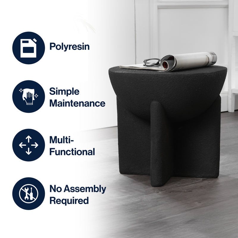 Brady 16.25" Minimalist Modern Drum Indoor/Outdoor Accent Table