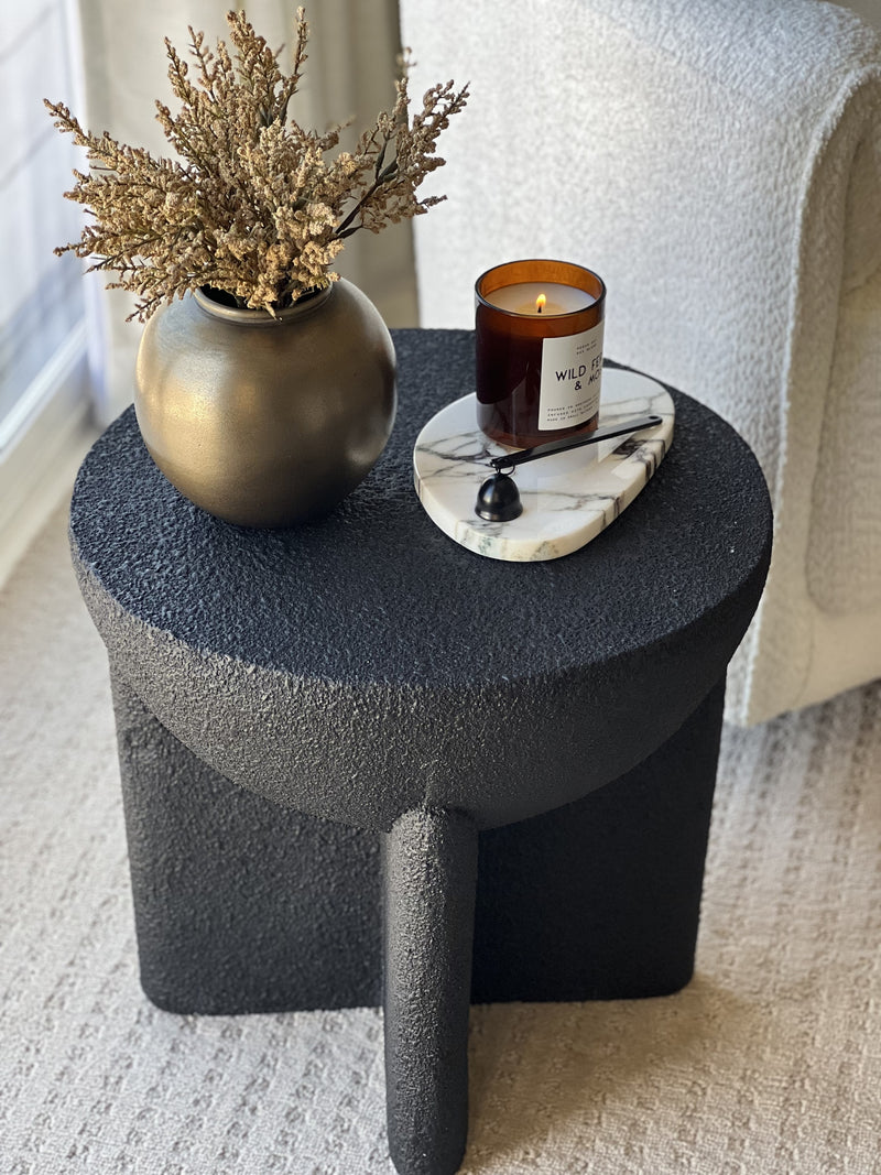 Brady 16.25" Minimalist Modern Drum Indoor/Outdoor Accent Table