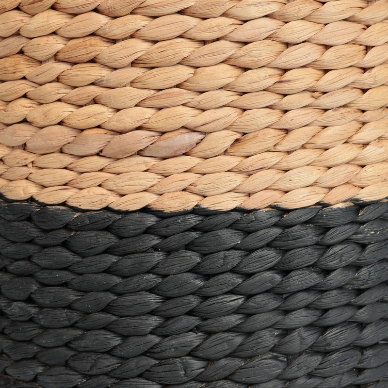 Aimee 15.7" Modern Minimalist Two-Tone Hand-Woven Hyacinth Stool/Ottoman