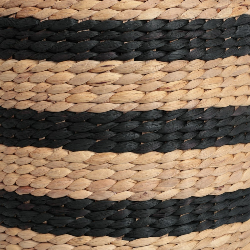 Aimee 15.7" Modern Minimalist Two-Tone Hand-Woven Hyacinth Stool/Ottoman