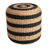 Aimee 15.7" Modern Minimalist Two-Tone Hand-Woven Hyacinth Stool/Ottoman
