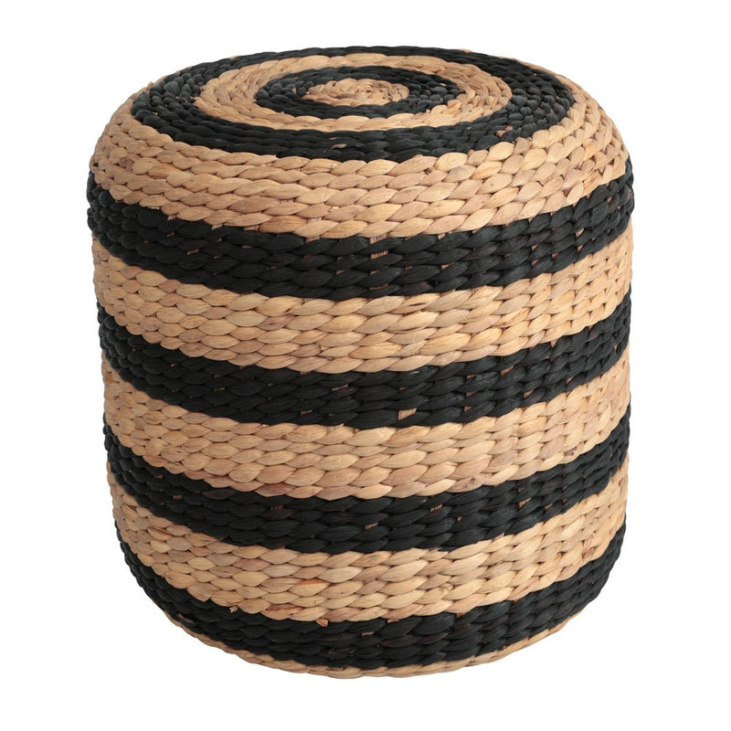 Aimee 15.7" Modern Minimalist Two-Tone Hand-Woven Hyacinth Stool/Ottoman