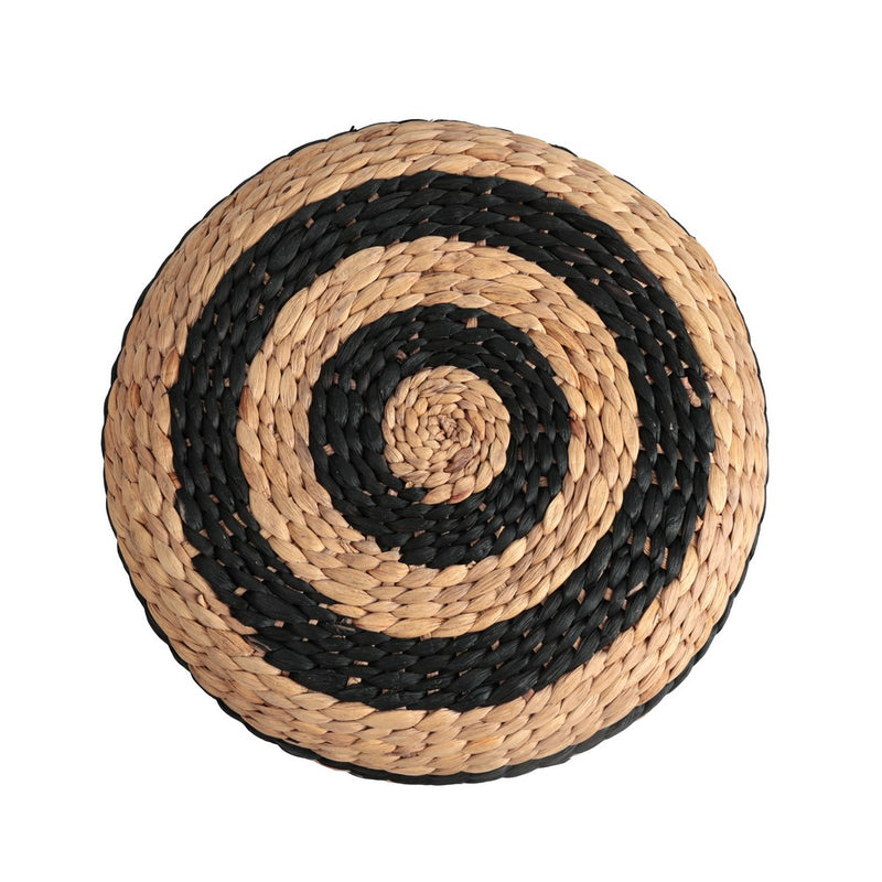 Aimee 15.7" Modern Minimalist Two-Tone Hand-Woven Hyacinth Stool/Ottoman