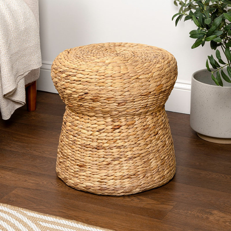 Alberto 18.5" Modern Bohemian Hand-Woven Hyacinth Mushroom Stool/Ottoman