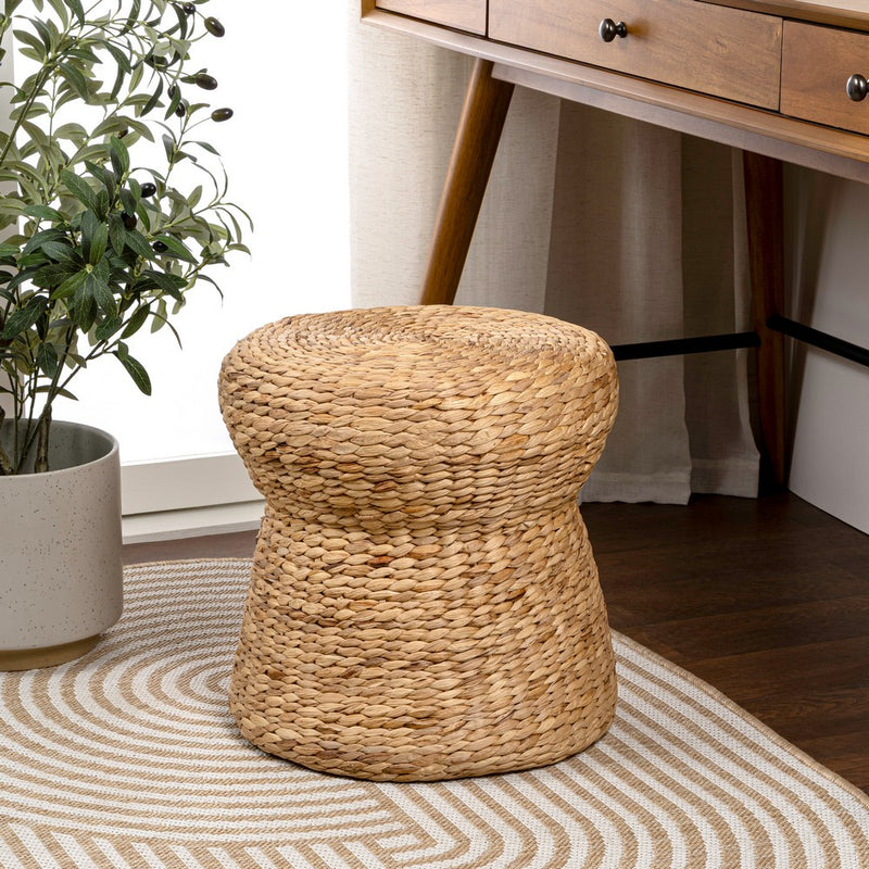Alberto 18.5" Modern Bohemian Hand-Woven Hyacinth Mushroom Stool/Ottoman