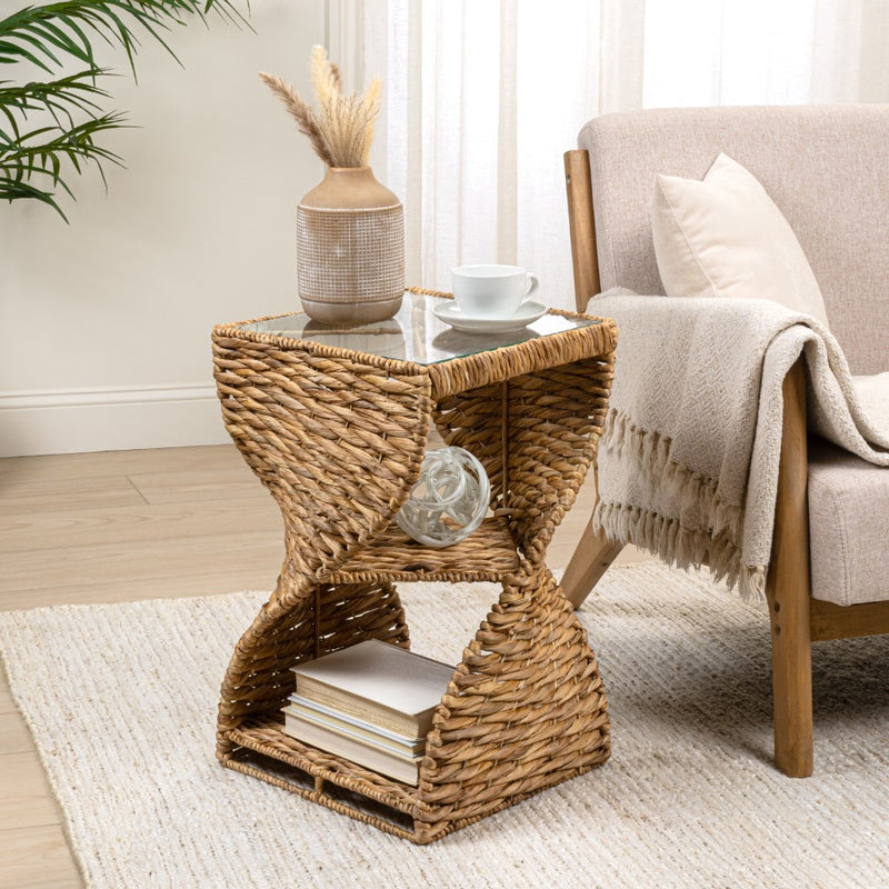 suraya-14-coastal-bohemian-handwoven-water-hyacinth-sculptural-twisted-end-table-with-glass-top-and-storage-shelf