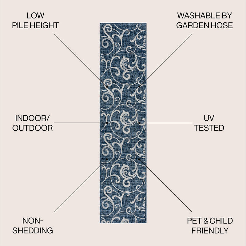 Maribel Traditional Classic All-Over Scroll Area Rug