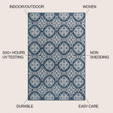 Amora Traditional Mediterranean Tile Design Indoor/Outdoor Area Rug