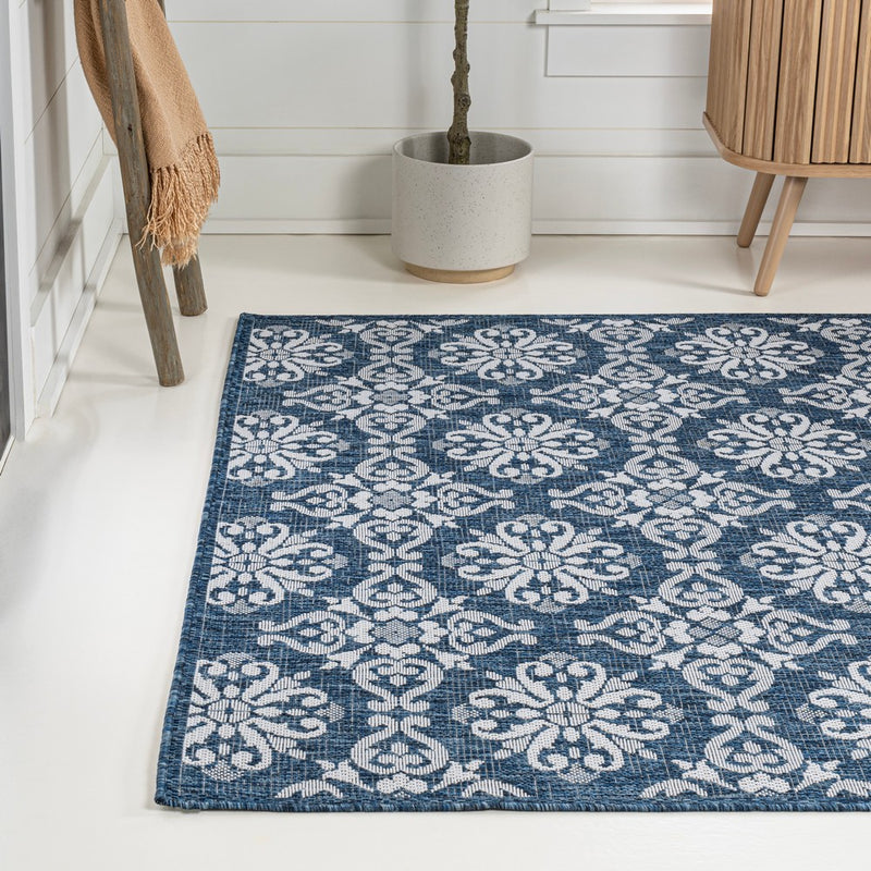 Amora Traditional Mediterranean Tile Design Indoor/Outdoor Area Rug