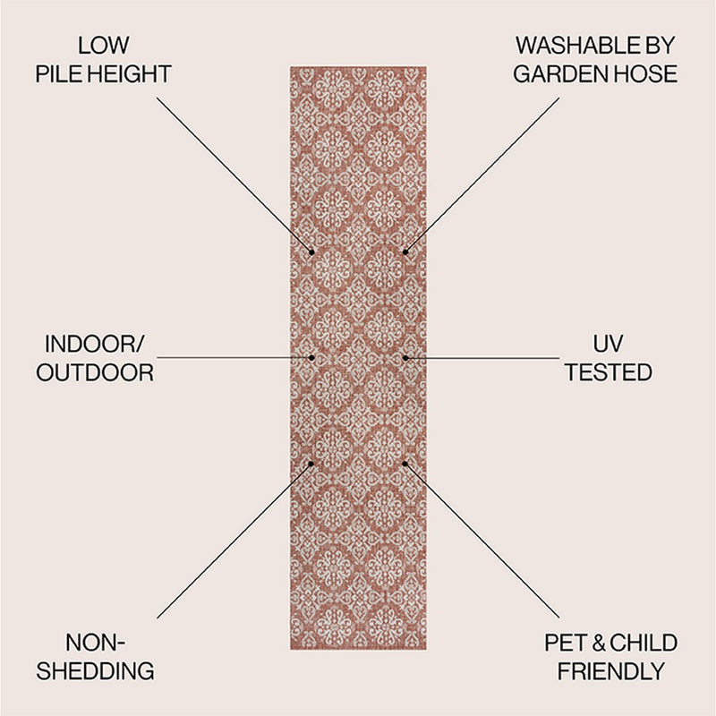 Amora Traditional Mediterranean Tile Design Indoor/Outdoor Area Rug