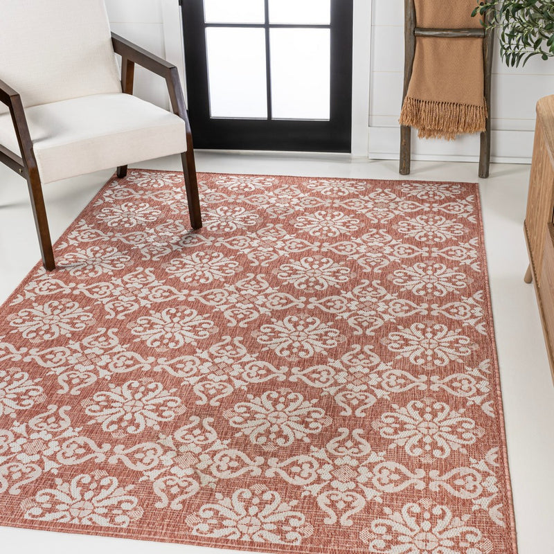 Amora Traditional Mediterranean Tile Design Indoor/Outdoor Area Rug