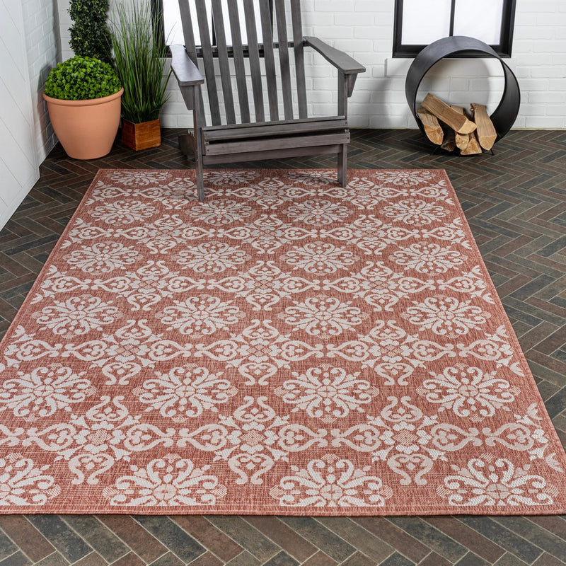 Amora Traditional Mediterranean Tile Design Indoor/Outdoor Area Rug