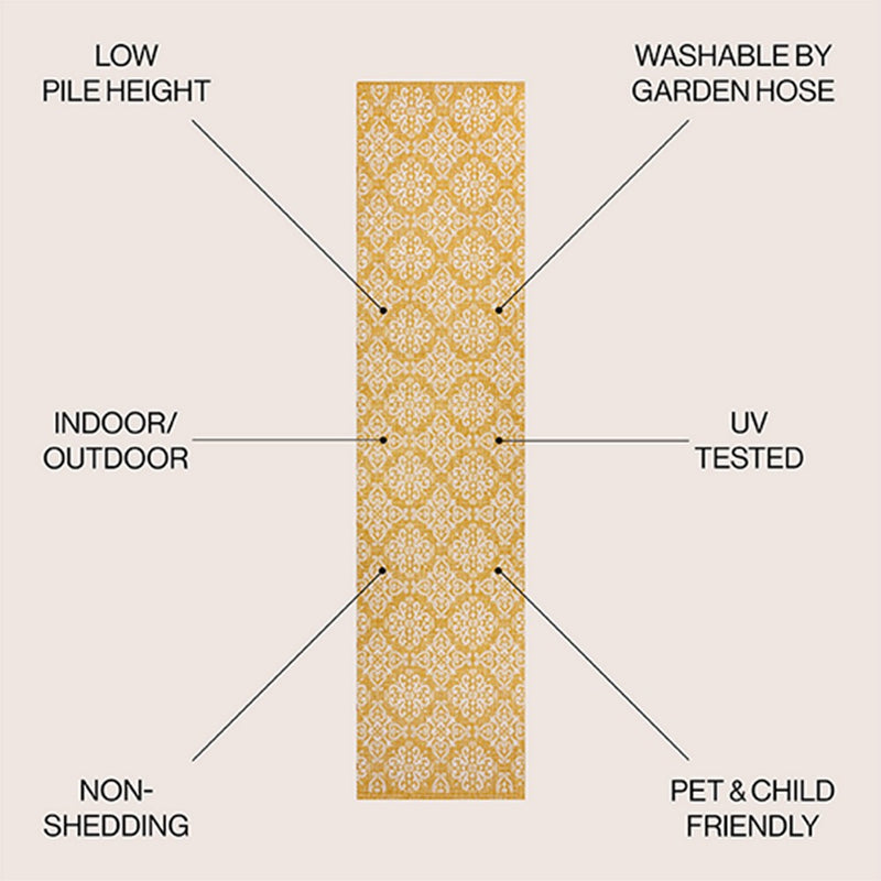 Amora Traditional Mediterranean Tile Design Indoor/Outdoor Area Rug