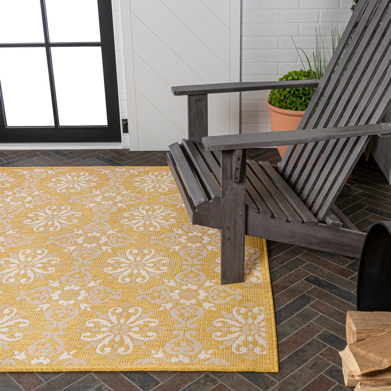 Amora Traditional Mediterranean Tile Design Indoor/Outdoor Area Rug