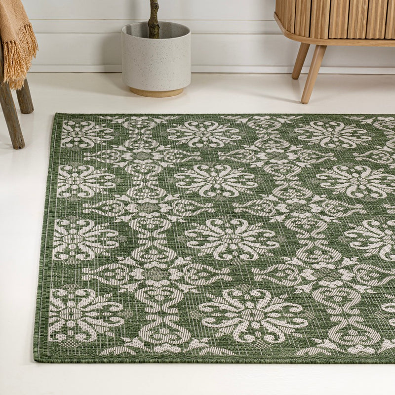 Amora Traditional Mediterranean Tile Design Indoor/Outdoor Area Rug