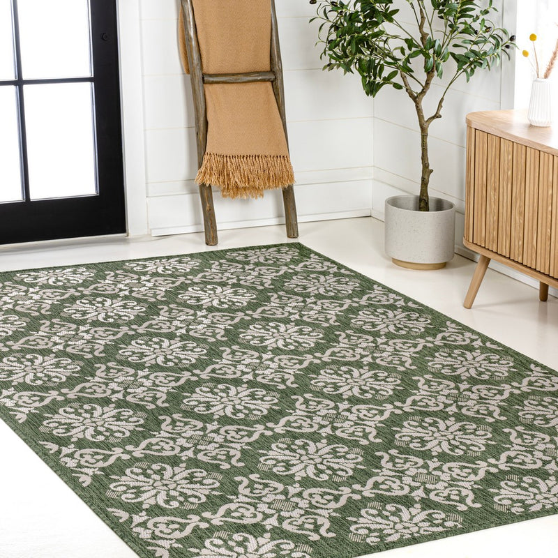 Amora Traditional Mediterranean Tile Design Indoor/Outdoor Area Rug