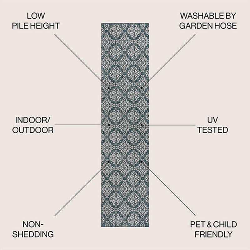 Amora Traditional Mediterranean Tile Design Indoor/Outdoor Area Rug