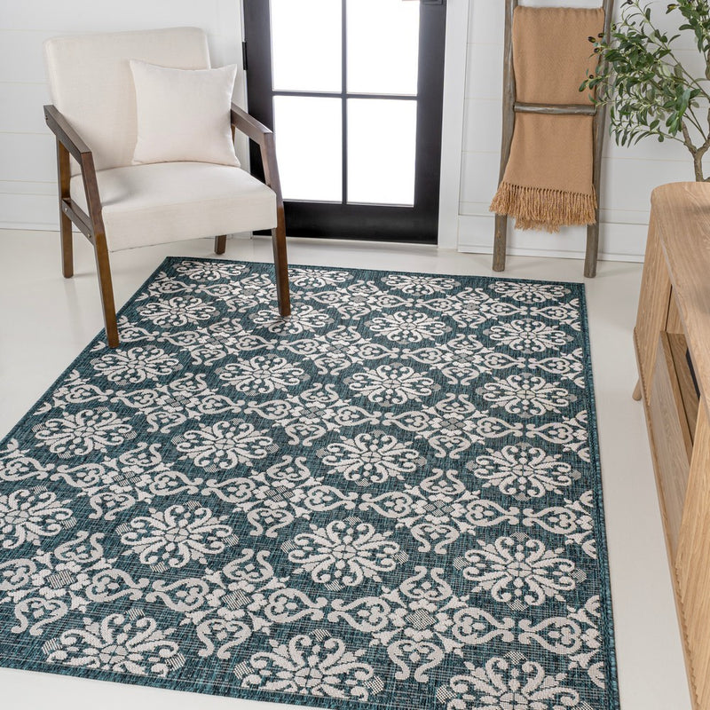 Amora Traditional Mediterranean Tile Design Indoor/Outdoor Area Rug