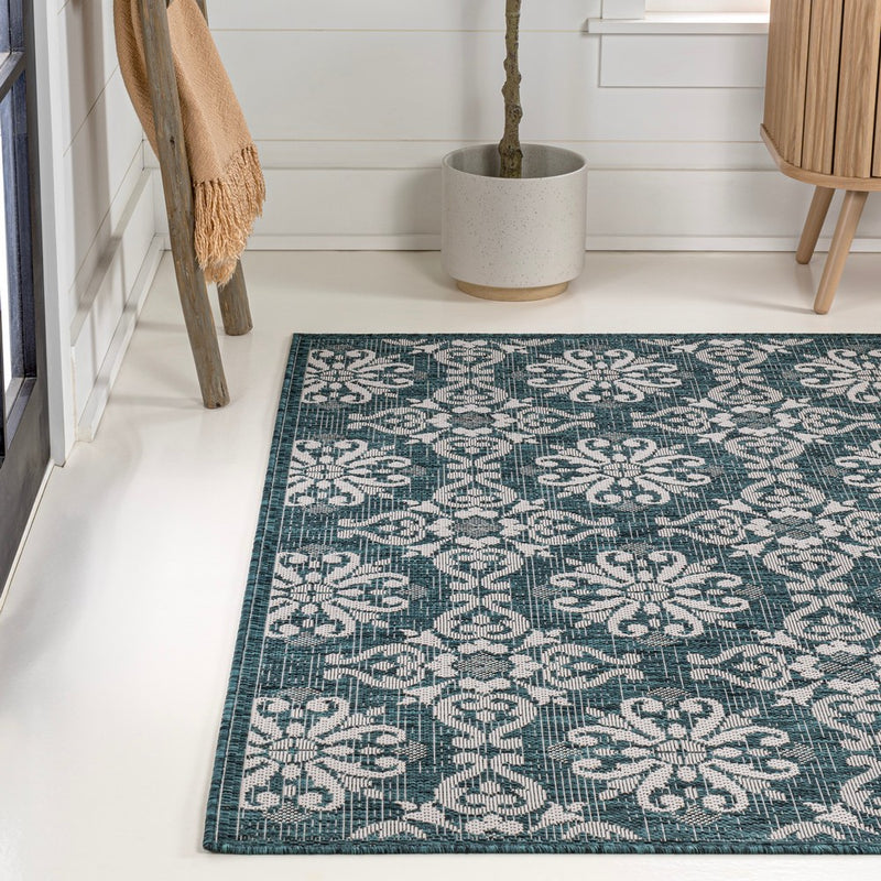 Amora Traditional Mediterranean Tile Design Indoor/Outdoor Area Rug