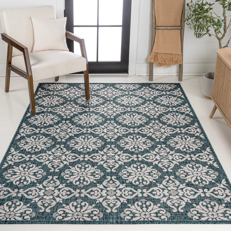 Amora Traditional Mediterranean Tile Design Indoor/Outdoor Area Rug