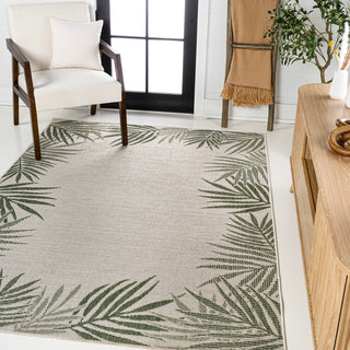 Isla Coastal Cottage Palm Frond Border Indoor/Outdoor Area Rug