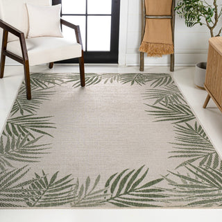 Isla Coastal Cottage Palm Frond Border Indoor/Outdoor Area Rug