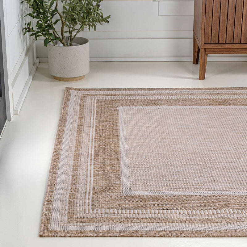 Beckett Classic Casual Border Stripe Indoor/Outdoor Area Rug