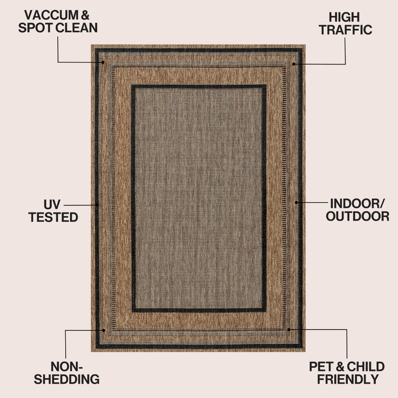 Beckett Classic Casual Border Stripe Indoor/Outdoor Area Rug