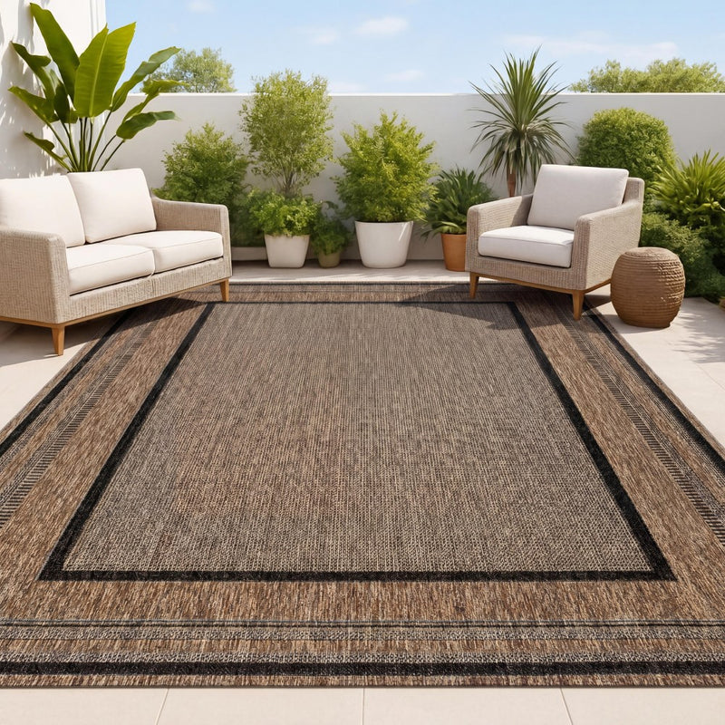Beckett Classic Casual Border Stripe Indoor/Outdoor Area Rug