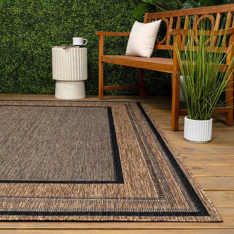 Beckett Classic Casual Border Stripe Indoor/Outdoor Area Rug