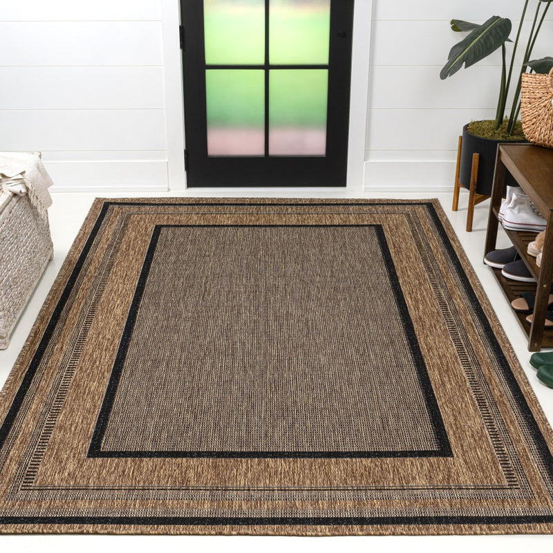 Beckett Classic Casual Border Stripe Indoor/Outdoor Area Rug