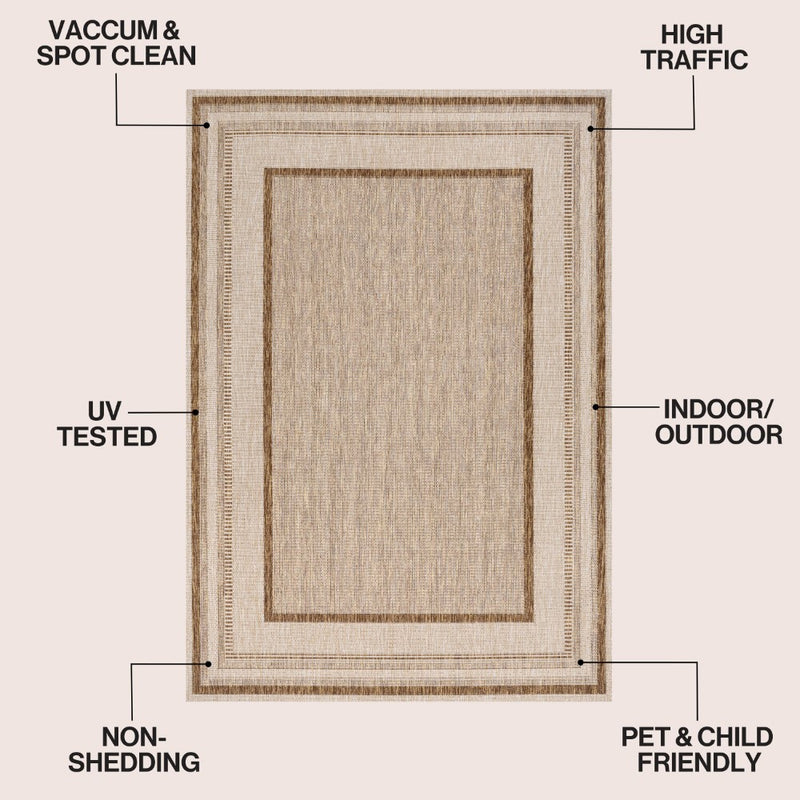Beckett Classic Casual Border Stripe Indoor/Outdoor Area Rug