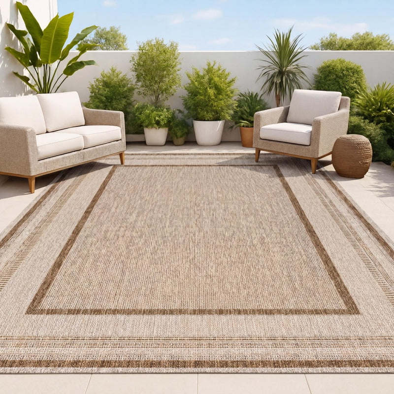 Beckett Classic Casual Border Stripe Indoor/Outdoor Area Rug