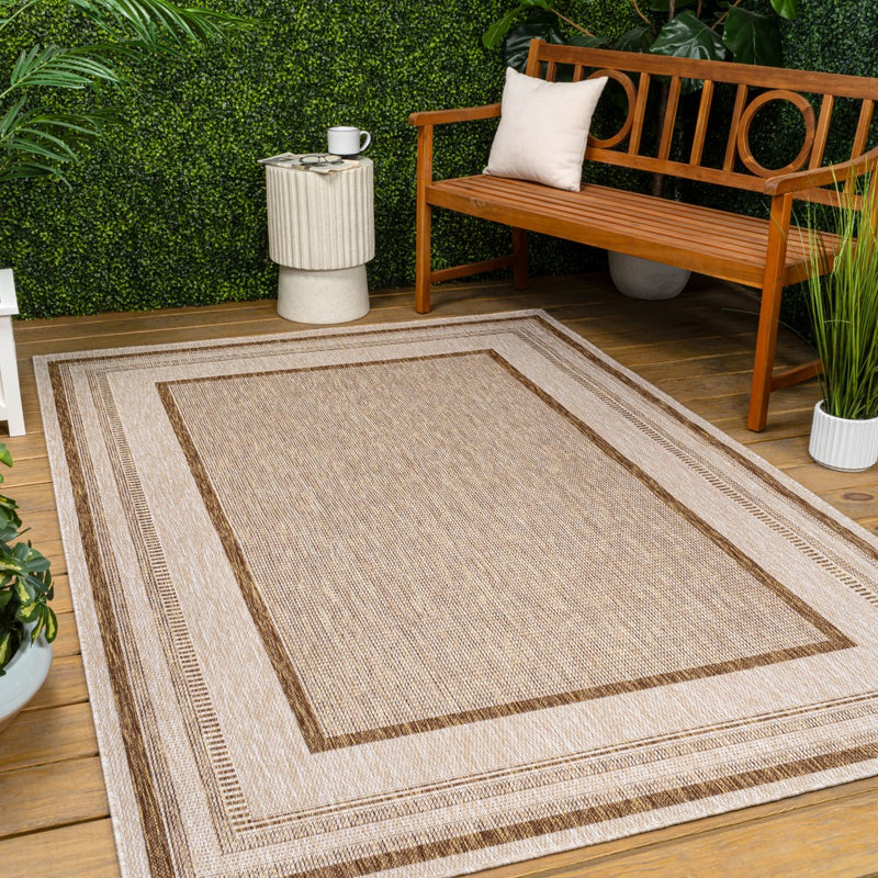 Beckett Classic Casual Border Stripe Indoor/Outdoor Area Rug