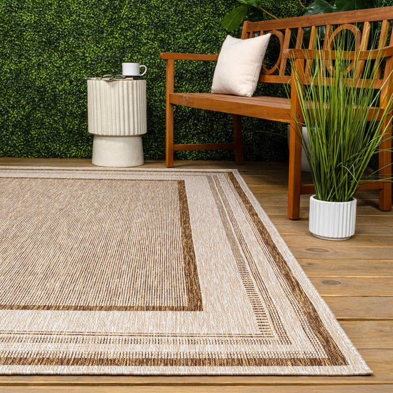 Beckett Classic Casual Border Stripe Indoor/Outdoor Area Rug