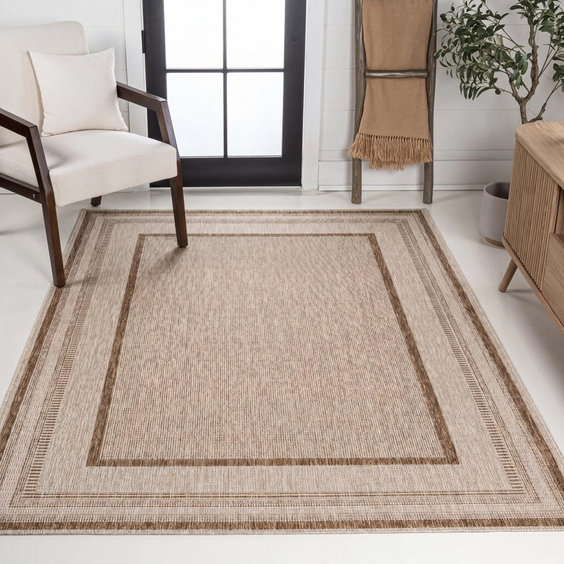 Beckett Classic Casual Border Stripe Indoor/Outdoor Area Rug