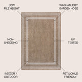 Dover Classic 3-Stripe Border Indoor/Outdoor Area Rug