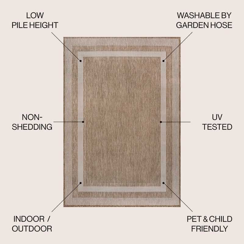 Dover Classic 3-Stripe Border Indoor/Outdoor Area Rug