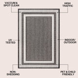 Dover Classic 3-Stripe Border Indoor/Outdoor Area Rug