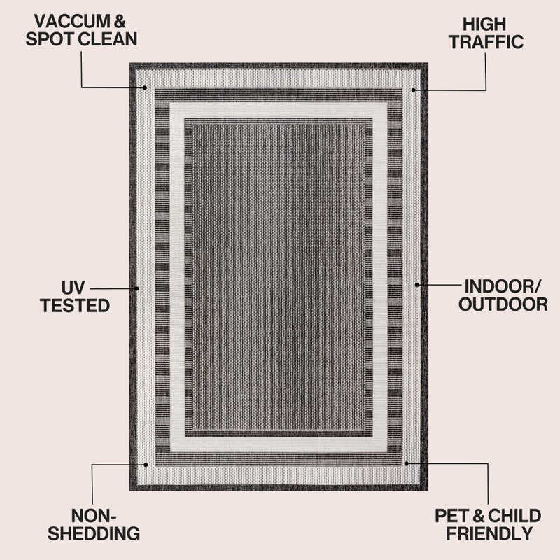 Dover Classic 3-Stripe Border Indoor/Outdoor Area Rug
