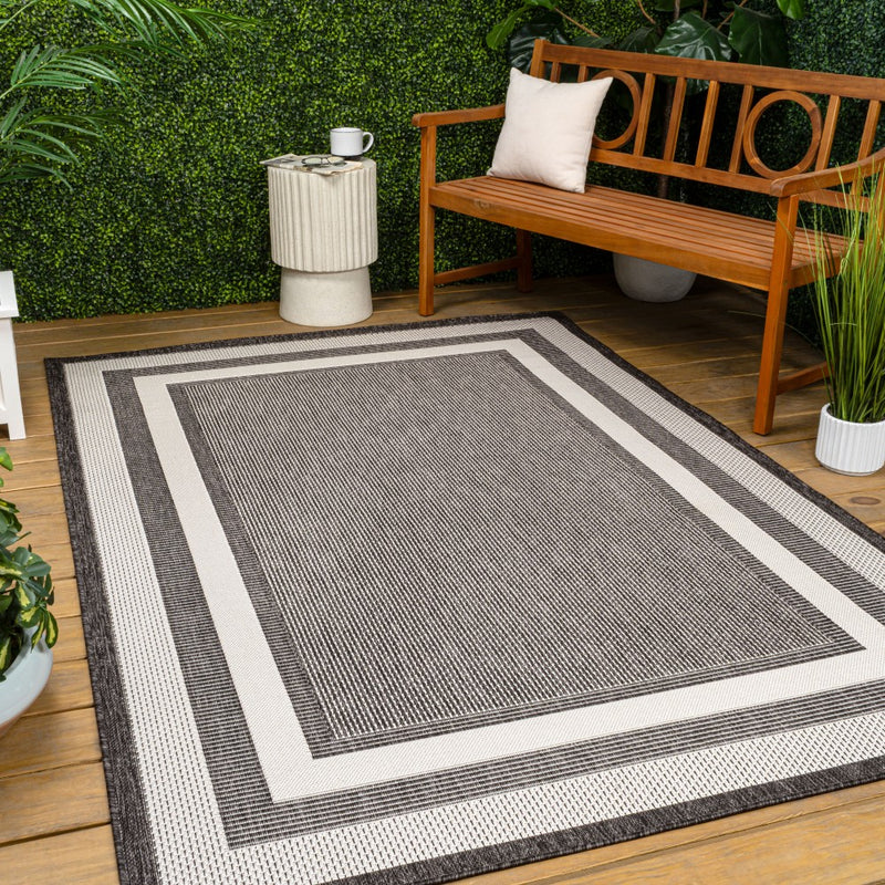 Dover Classic 3-Stripe Border Indoor/Outdoor Area Rug