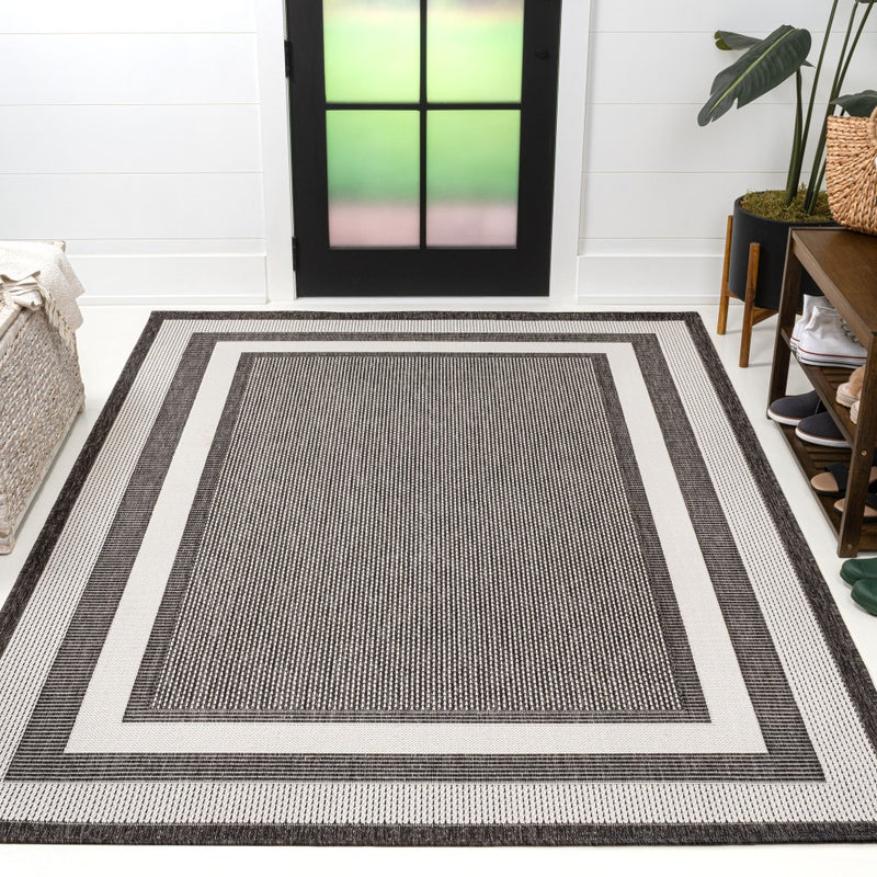 Dover Classic 3-Stripe Border Indoor/Outdoor Area Rug